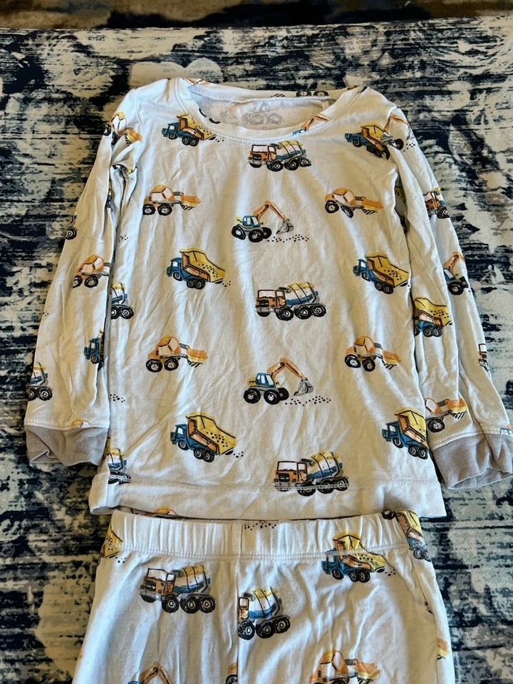 Angel Dear Bambú Raro Vehículos de Construcción Juego de 2 Piezas Pijama Niños Talla 4T Foto 2 de 4
