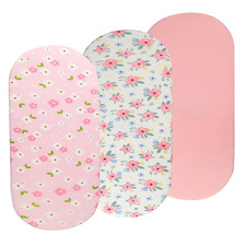 Baby Girl Bassinet Sheets Set of 3, Soft Jersey Fitted for Various Mattresses