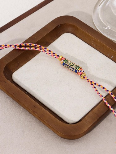 Collana tribale in corda intrecciata fatta a mano con ciondoli lettera per gioielli donna - Foto 9 di 28