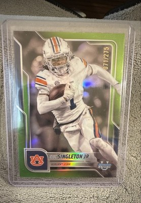 2025 Bowman University Chrome - Eric Singleton Jr. #186 Lime Green Refractor...