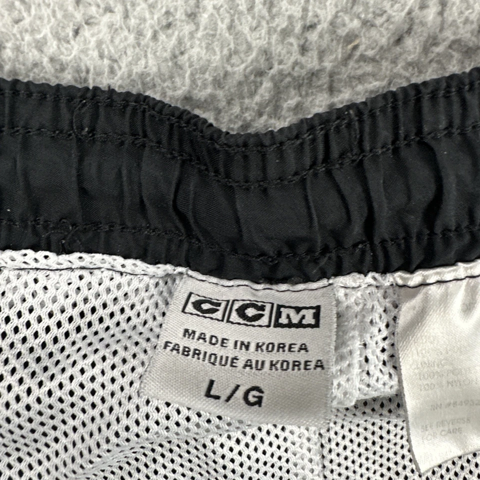 CCM Track Pants Mesh Lined Windbreaker Men Large Black Ankle Zip Hockey - Image 2 of 4