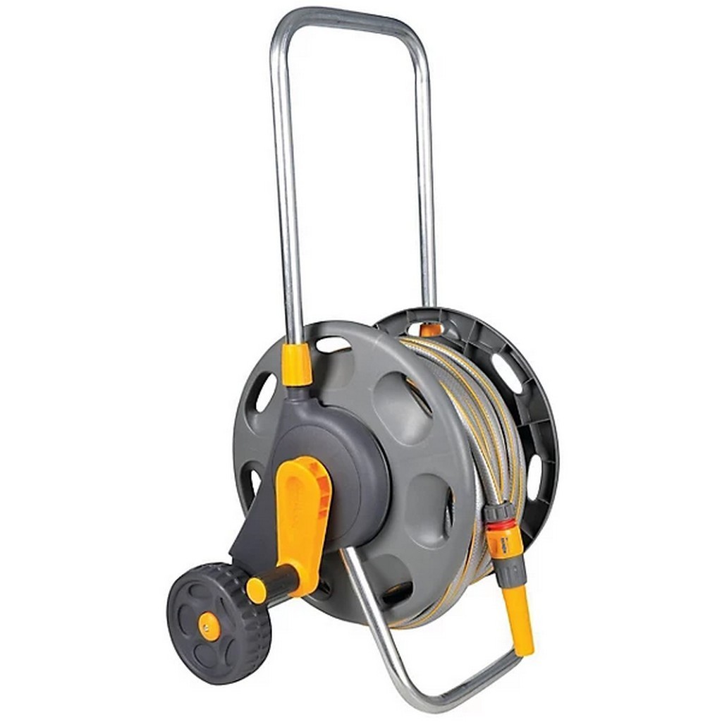 Hozelock Yellow & grey Hose pipe & cart set 25m