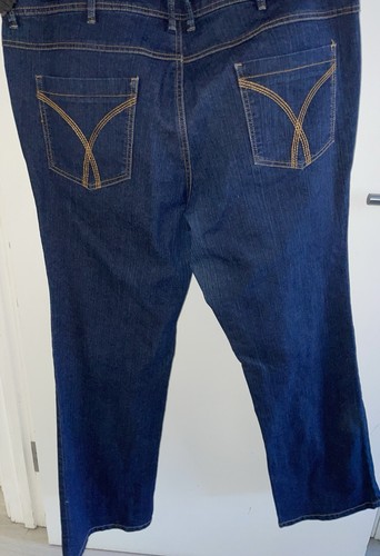 AUTHENTIC DENIM LADIES NAVY BLUE STRETCH BOOTCUT JEANS SIZE 16 18 - Bild 3 von 3