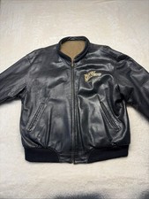 Vintage Planet Hollywood Las Vegas Reversible Leather Bomber Jacket size XXL