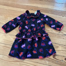 Little Marc Jacobs Leaves Dress Baby Girl Size 9 Months Black Pink Zip
