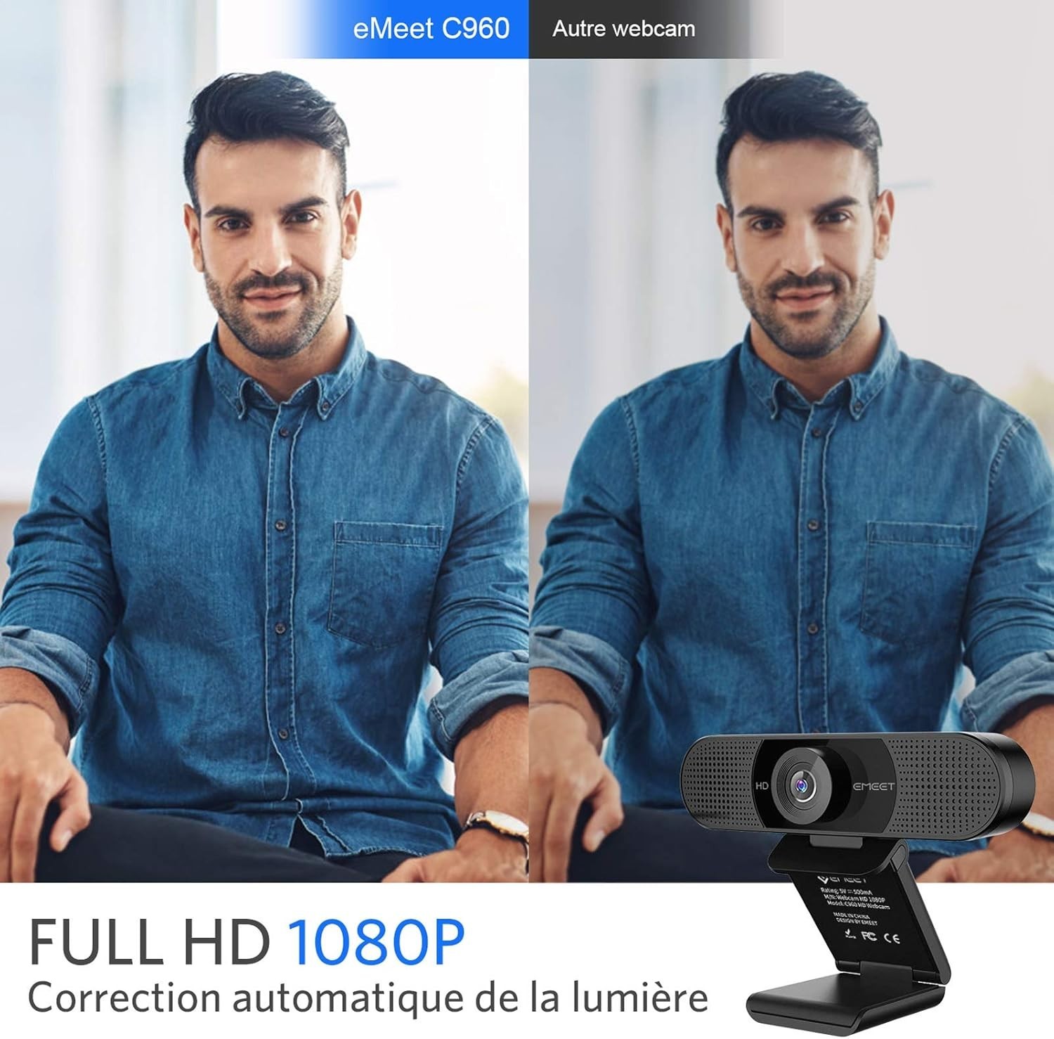 Webcam eMeet pour cours en ligne et télétravail sur Mac et Linux