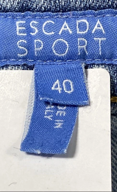 Pantalones de mezclilla Escada Sport vintage para mujer Y2K Kate azul con cuentas logotipo E corte boot talla 40 Foto 4 de 4