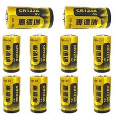 10PCS CR123A 3.0V Battery 1300mAh Non-Rechargeable Battery for Alarm System NEW