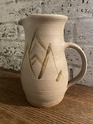 Vintage Leif Bjornson Pottery Mt. Motif Pitcher - Minnesota Studio Art Pottery