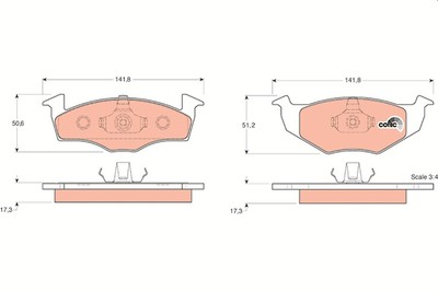 TRW Bremsbelagsatz, Scheibenbremse Vorderachse u.a. für SEAT, SKODA, VW