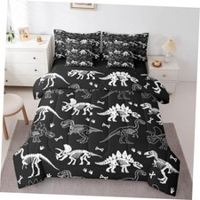 Dinosaur Comforter Set with Sheets 7 Piece Size Bed in a Twin Black and White