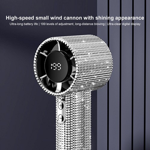 Portable Hand Fan Digital Display 199 Speeds Neck Hangable Cooling Gadget Summer - Picture 3 of 12