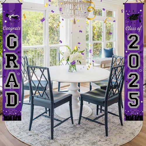 Graduation Decorations 2025 Purple Congrats Grad Porch Banner for Any Schools... - Picture 6 of 7