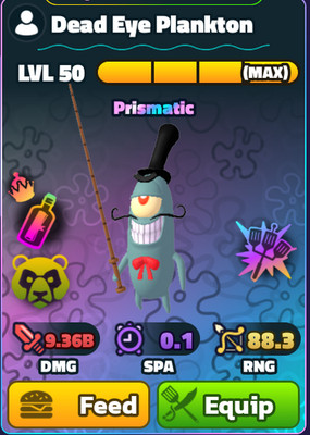 Dead Eye Plankton (NC)(HDS)(LV50) - Spongebob Tower Defense