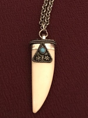  Native American 1930 s Fred Harvey 800 Silver Talisman pendant with chain