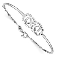Sterling Silver Rhodium-plated Double Infinity Symbol Bangle Bracelet 3.88 g