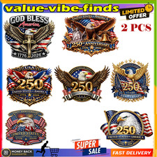 2pcs 250th Anniversary USA Car Decal Sticker, Patriotic Bald Eagle 1776  2026 V