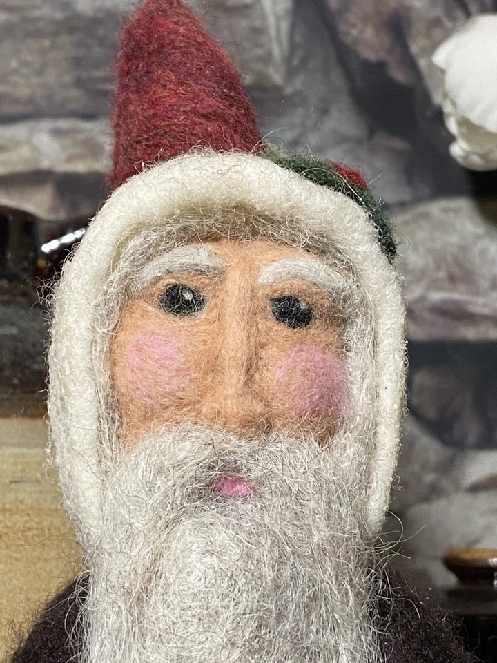 Handmade Needle Felted Primitive Christmas Belsnickle Santa 17” OOAK - Image 4 of 4
