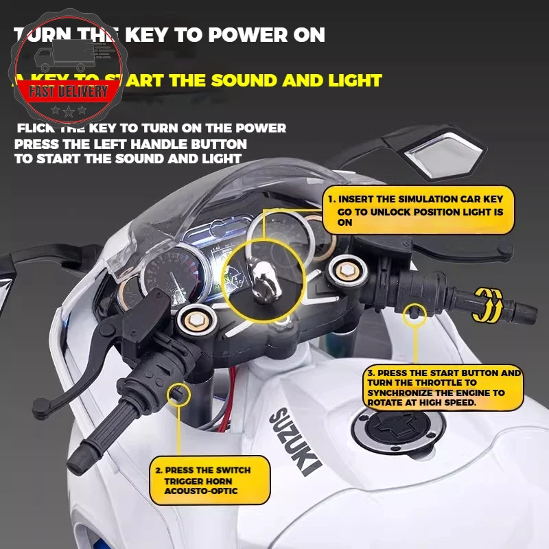 Spray 1:6 SUZUKI HAYABUSA GSX-1300R Alloy Metal Diecast Motorcycle Model High Si - Image 4 of 4