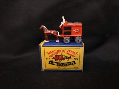 Matchbox#7A Horsre drawn molk float,nMint.Scarce scrit box all original  7018