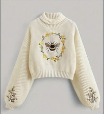 Pull Brodé Abeilles Vintage