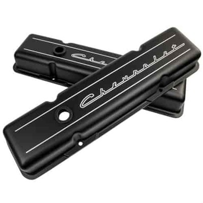 Billet Specialties BLK95123 Valve Cover Set Small Block Chevy 2.750 in Short Hei