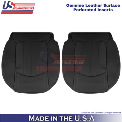 2008-2012 For GMC Acadia Genuine Leather Perf Front Bottom Seat Covers Black