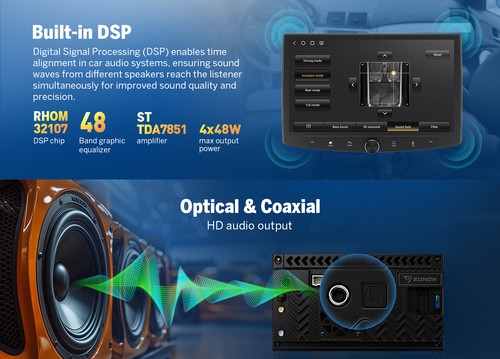 10.1" Double 2Din Car Radio Android 13 Apple CarPlay Head Unit GPS 6+64GB 8-Core - Picture 12 of 24