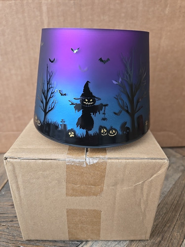 YANKEE CANDLE Halloween Scene Purple Flickering Glass Jar Shade NEW 2024 - Picture 2 of 5