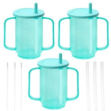 3 Pcs Adult Sippy Cups for Elderly with 2 Handles and Straw Lid 12 oz Plastic...