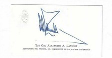 Alejandro Lanusse Signed Card 1972 / Argentina President Autographed