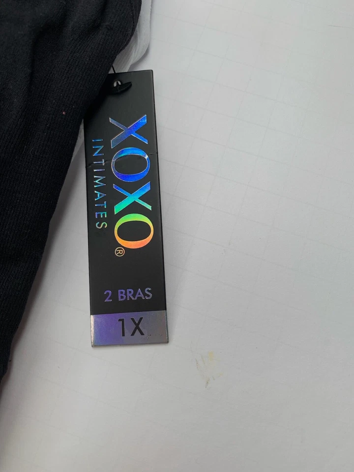 XOXO 2 pack Mesh Racerback Comfort Bra Set plus size 1X solid Black White - Image 2 of 4