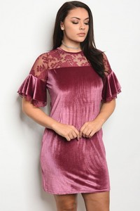 plus size pink velvet dress