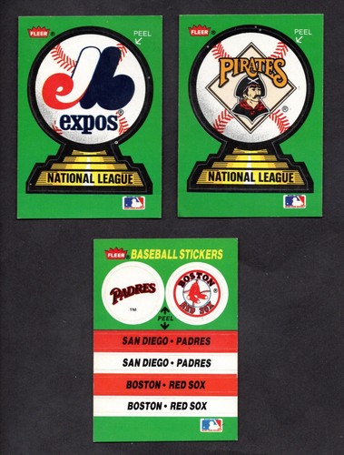 Lot of 3 - 1988 Fleer Baseball Team Sticker Cards - Good