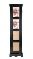 Black Wood Slim Media Storage Tower 4 Photo Collage Frame Door 36"