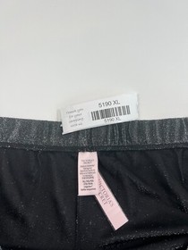 Victoria's Secret Glitter VS Logo Lounge Wide Leg Pants w/ Pocket Black XL NWT