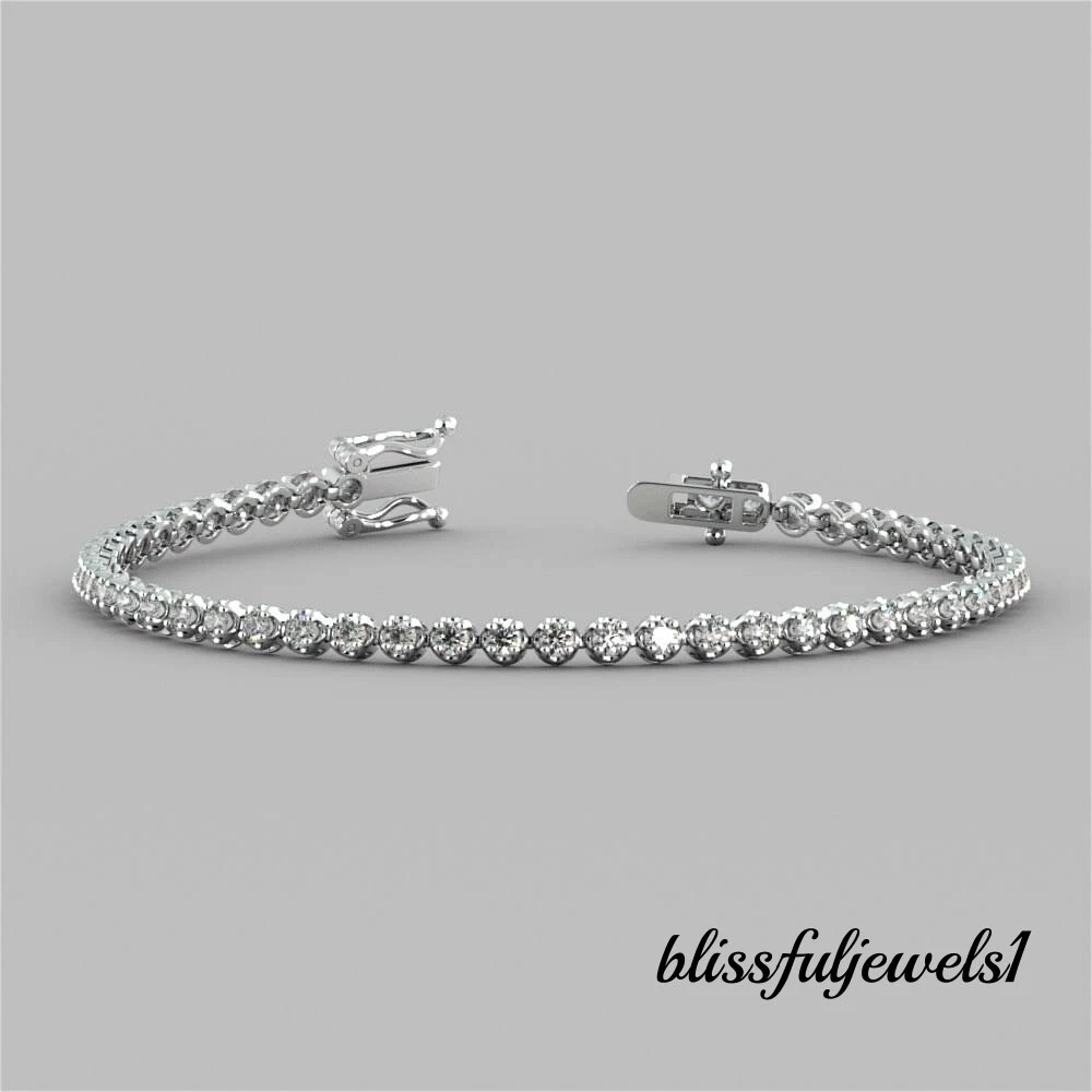 VALENTINO Bracciale Tennis Donna 5CT Creato in Laboratorio Taglio Tondo Diamante Finitura Oro Bianco 14K