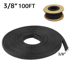 100ft - 3/8" inch PET Expandable Braided Sleeving Cable Sleeve Cord Organizer 