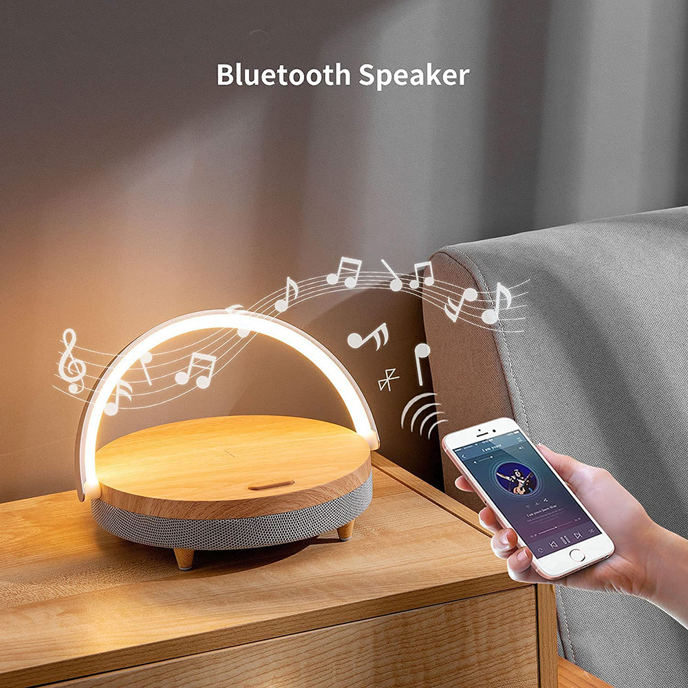 Bluetooth Speaker with Smart Phone 15W Wireless Charger & Touch LED Light-image