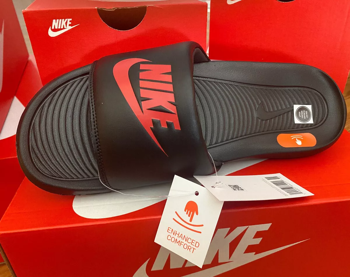 Red nike hotsell mens slides