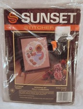 Sunset Stitchery Flower Teddy Kit 1988 5 Inch by 5 Inch Polly Carbonari
