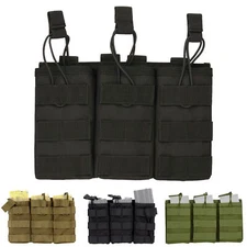 Tactical Molle Triple Magazine Pouch Nylon Open Top 5.56 .223 Rifle Mag Holder