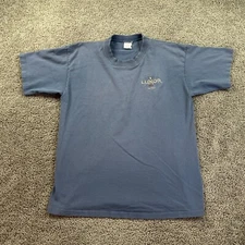 VINTAGE Luxor Las Vegas Hotel Shirt Mens Large Gray Blue Single Stitch 90s FLAW