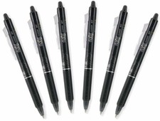 Pilot FriXion Clicker Gel Pen in Black - Fine Point - Pack of 6 - NEW