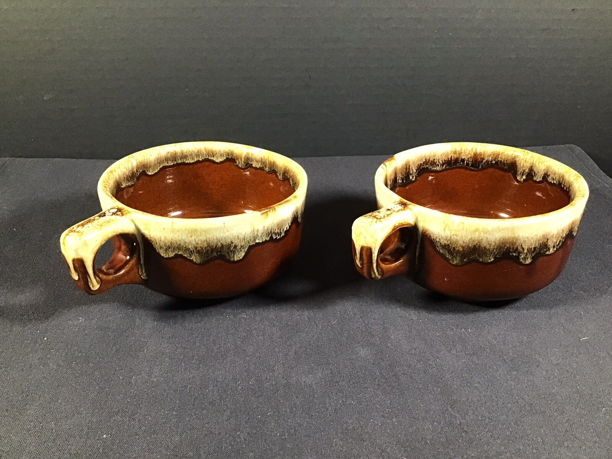Vintage Western Stoneware Pottery Brown Drip Soup Chili Bowl Mug
