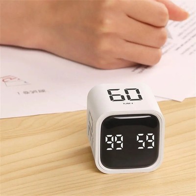 Productivity Cube Timer Gravity Sensor Flipping LED Display 4 Preset Time Dual