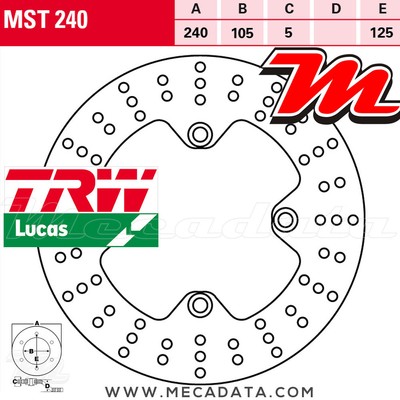 Disque de frein Arrière TRW Lucas MST 240 Honda CB 750 Seven Fifty 1994 RC42