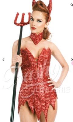 white christmas dresses Halloween Costume Gothic Women Red Vintage Corset Top and High Low Skirt, Red / L