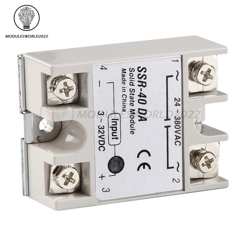 SSR-40DA 40A Solid State Relay Module DC 3-32V to AC 24V-380V For ...