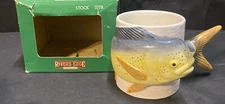 River's Edge Products 3D Mahi Mahi Dolphin Fish Ceramic Coffee 15oz Mug Cup NOS
